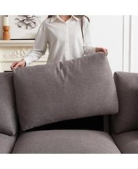 Streamdale 102" Modular Sofa with Ottoman, Pillows, and Cushions for Living Room (Grey Upholstery, Plastic Legs)