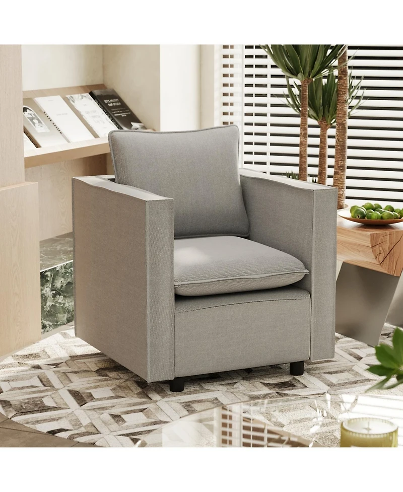 Streamdale Cozy Gray Single Sofa Chair Soft Cushion