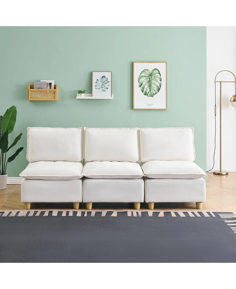 Streamdale Furniture Off-White Flannel 3-Seater Sofa: Modern Comfort in Living, Bedroom, Balcony