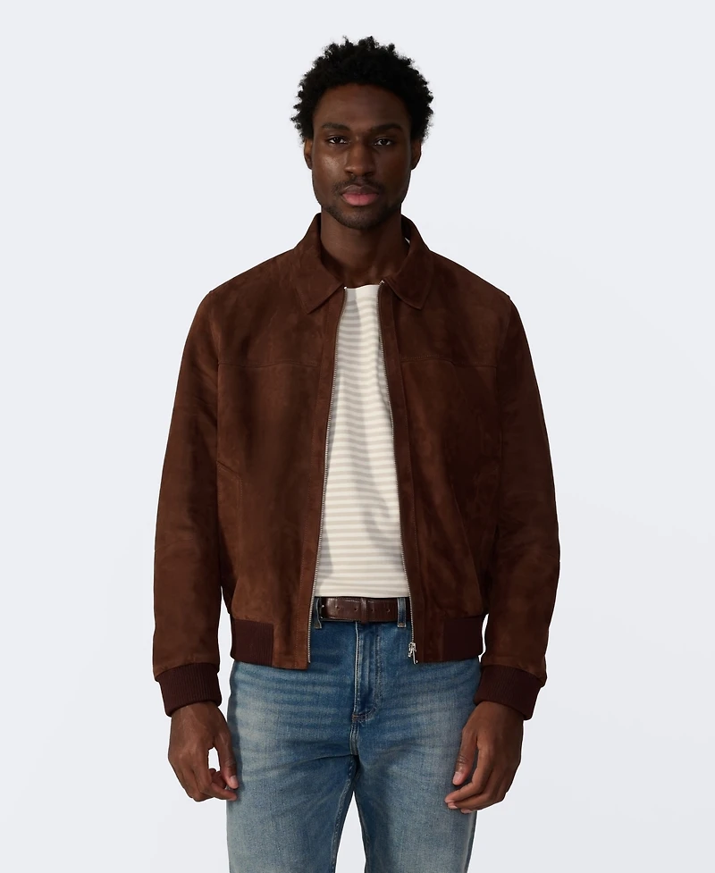Furniq Uk Men's Men s Suede Bomber Jacket