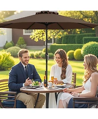 Outdoor Heavy Duty Market Umbrella with Crank Handle and 8 Sturdy Ribs