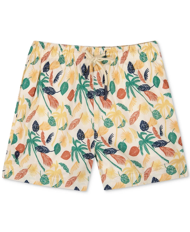 Sunset and Vines Men's Leaf-Pattern Woven Swim Trunks