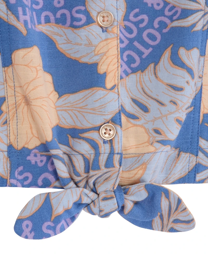 Scotch & Soda Big Girls Short Sleeve Front Button Up Shirt