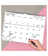 Undated 17" x 12" Dry Erase Medium Wire-o Hanging Horizontal Wall Calendar