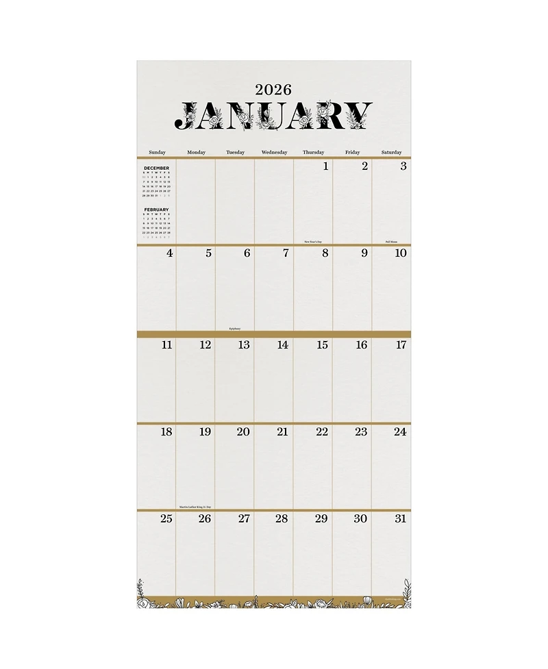 2026 Big Grid-Floral Wall Calendar