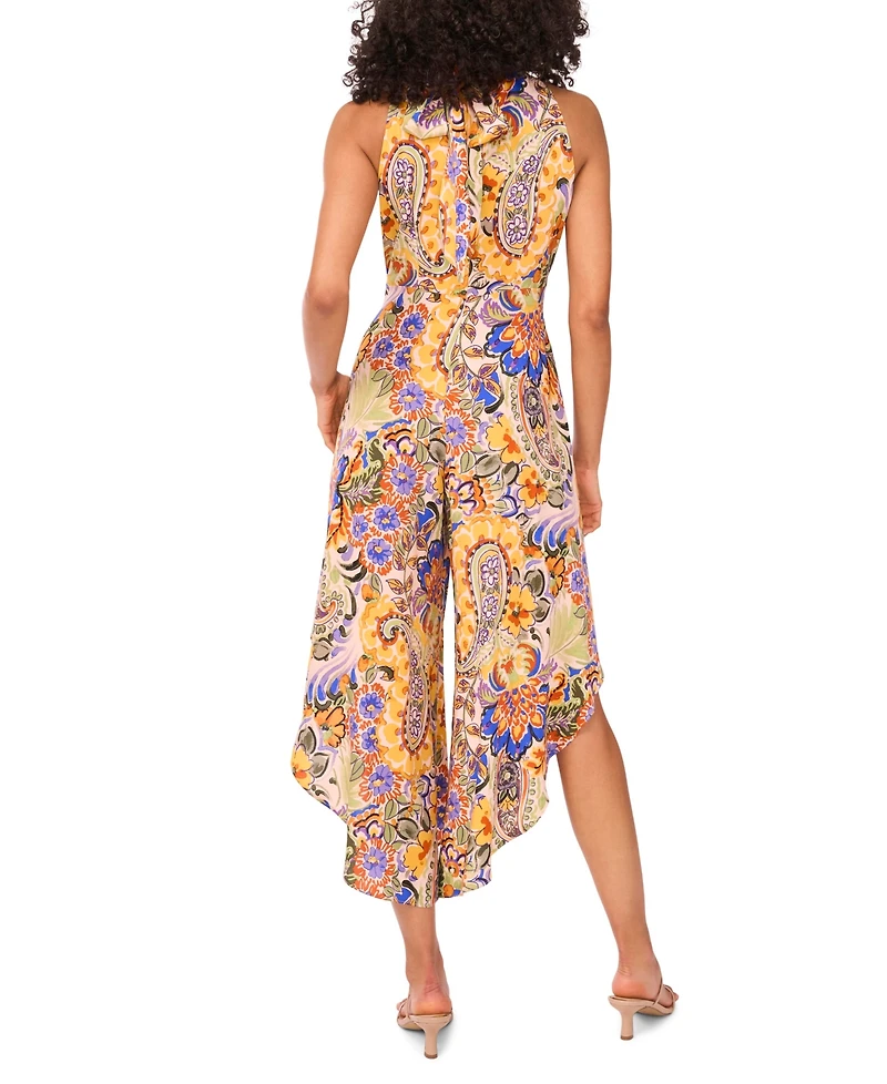 Msk Women's Printed Halter Asymmetrical-Hem Jumpsuit