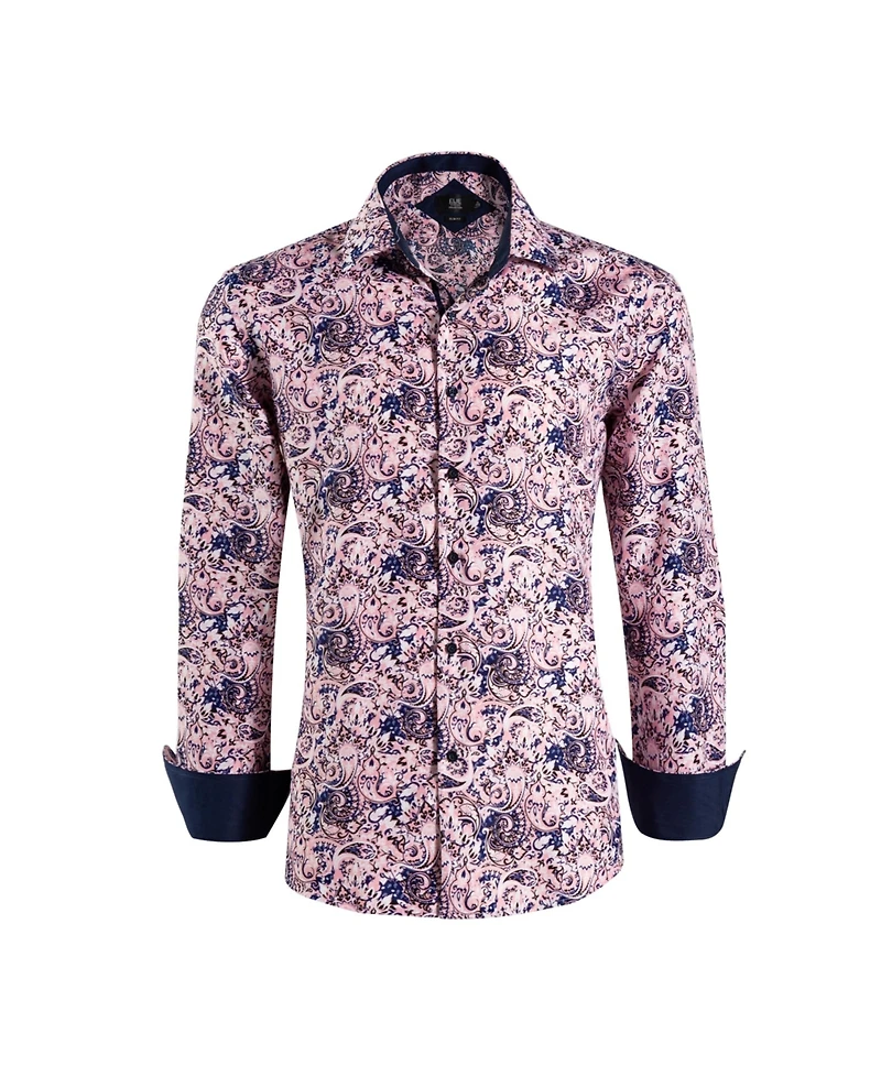 Elie Balleh Big Boys Pink Slim Fit Printed Shirt for