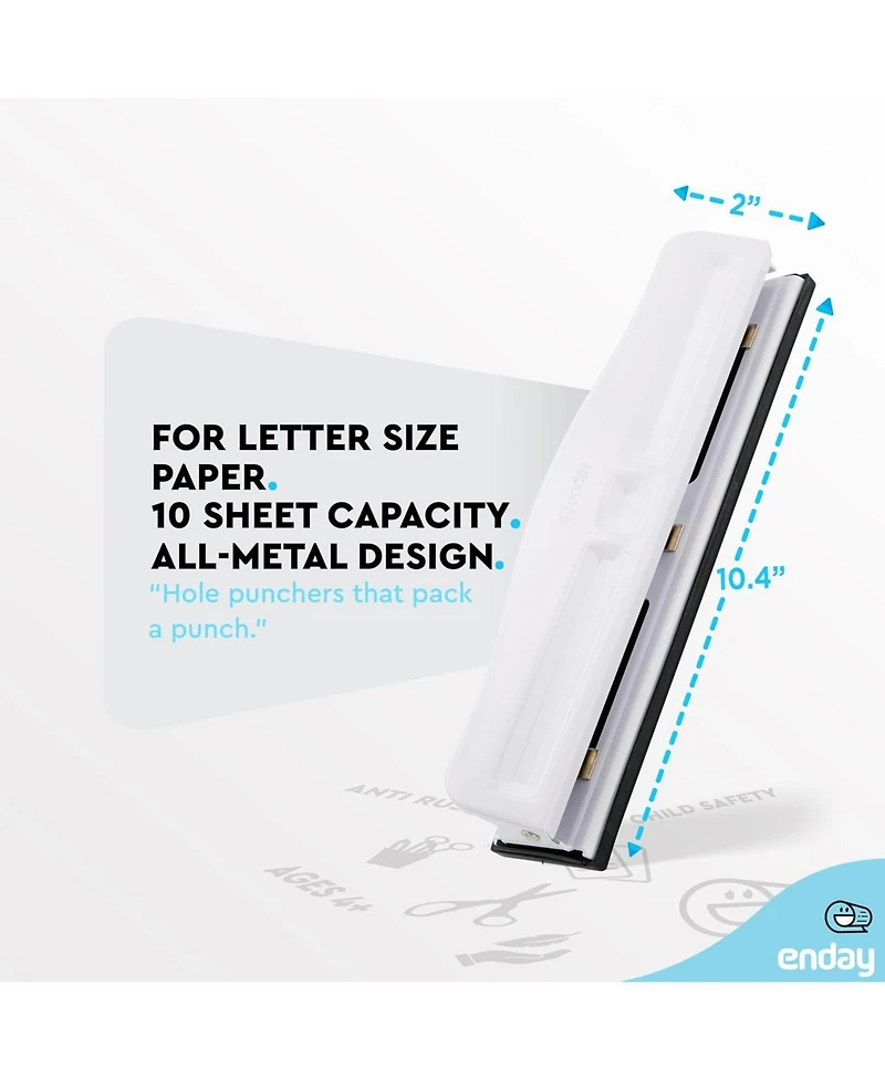 3 Hole Punch Heavy Duty, 3 Ring Hole Puncher for Binder, 10 Sheet Adjustable Paper Punch, Metal Three Hole Punch with Built-in Waste Chip Tray, Deskto