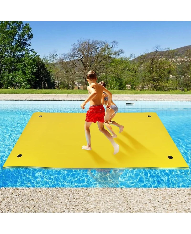 Hallolure Yellow Water Floating Mat Foam Pad, 9x6FT Bouncy Tear-Resistant Xpe Foam