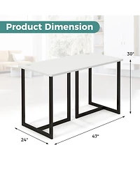 Modern Computer Desk 47 Inch Writing Study Table with Metal Frame