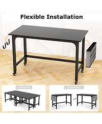 48 Inch Rolling Computer Desk with Metal Frame for Home Office