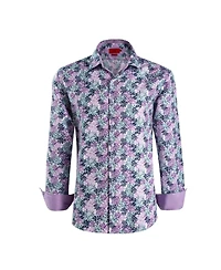 Elie Balleh Big Boys Purple Slim Fit Floral Sport Button-Down Shirt