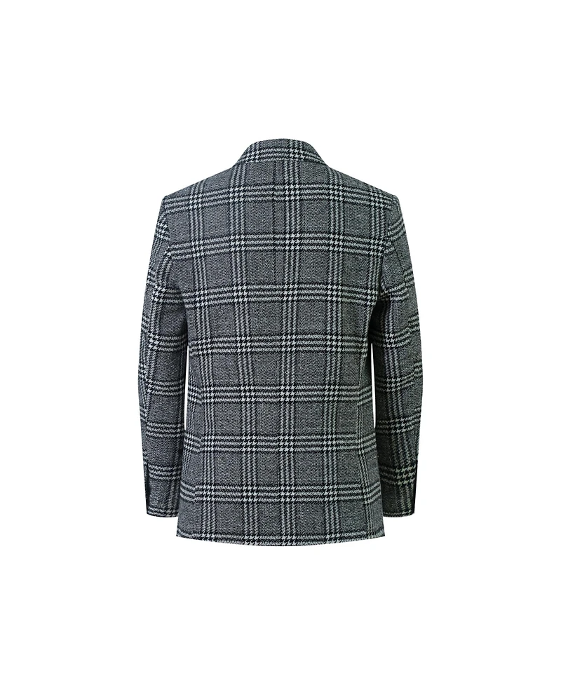 Elie Balleh Boys Black Slim Fit Windowpane Blazers Sports Coat Jacket