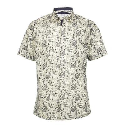 Elie Balleh Big Boys White Short Sleeve Paisley Slim Fit Shirt