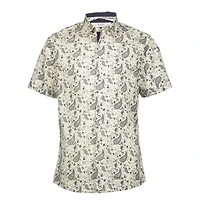 Elie Balleh Big Boys White Short Sleeve Paisley Slim Fit Shirt