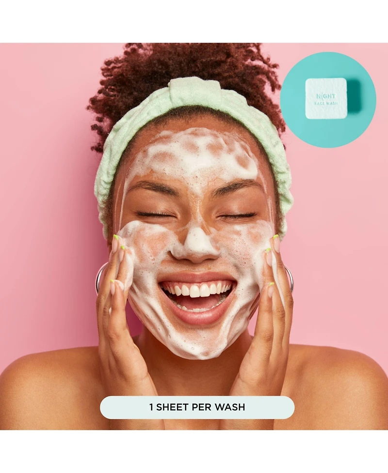 Mess Free Face Wash Sheets, Instantly Dissolves, 25 Washes
