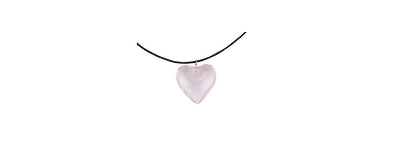 Pink Glass Heart Necklace