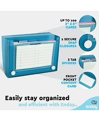 3" X 5" Index Card Case Holds 100 Cards Includes Business Card/Index Holder and 5 Tab Dividers Comes Assorted Color – (Pack of 4)