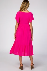Pinkblush Maternity Fuchsia Smocked Ruffle Dress