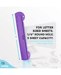 3 Hole Punch Pink, Portable Puncher for Ring Binder, Sheets Capacity, Removable Chip Tray, 10” Ruler School, Office, 1 Pc-by Enday