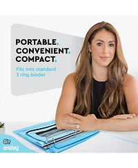 3 Hole Punch Pink, Portable Puncher for Ring Binder, Sheets Capacity, Removable Chip Tray, 10” Ruler School, Office, 1 Pc-by Enday