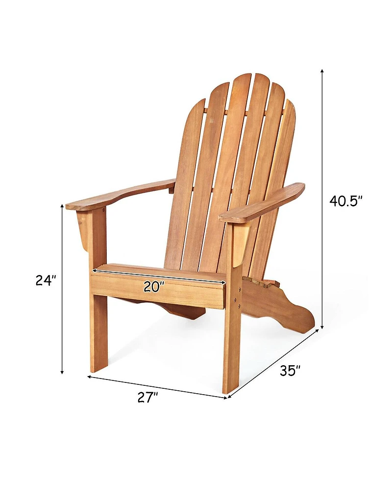 Gymax 2PCS Wooden Classic Adirondack Chair Lounge Chair Outdoor Patio