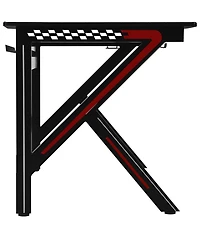 K-Shaped Gaming Desk with Cup Holder Headphone