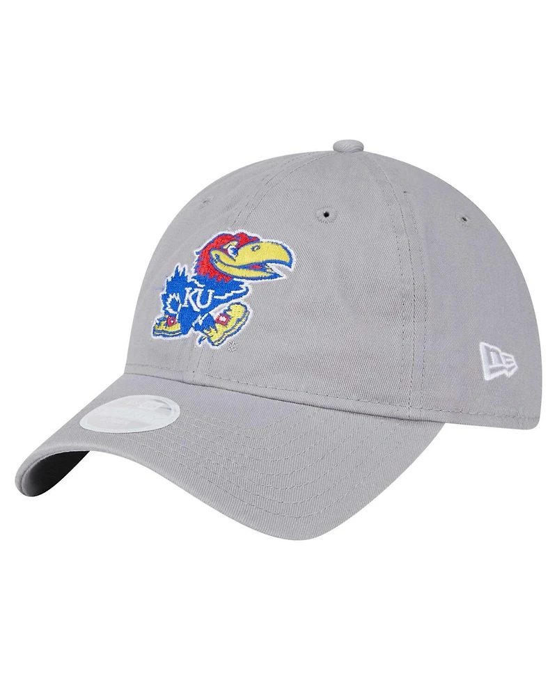 New Era Women's Gray Kansas Jayhawks Logo 9TWENTY Adjustable Hat