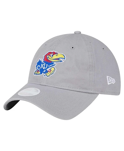 New Era Women's Gray Kansas Jayhawks Logo 9TWENTY Adjustable Hat