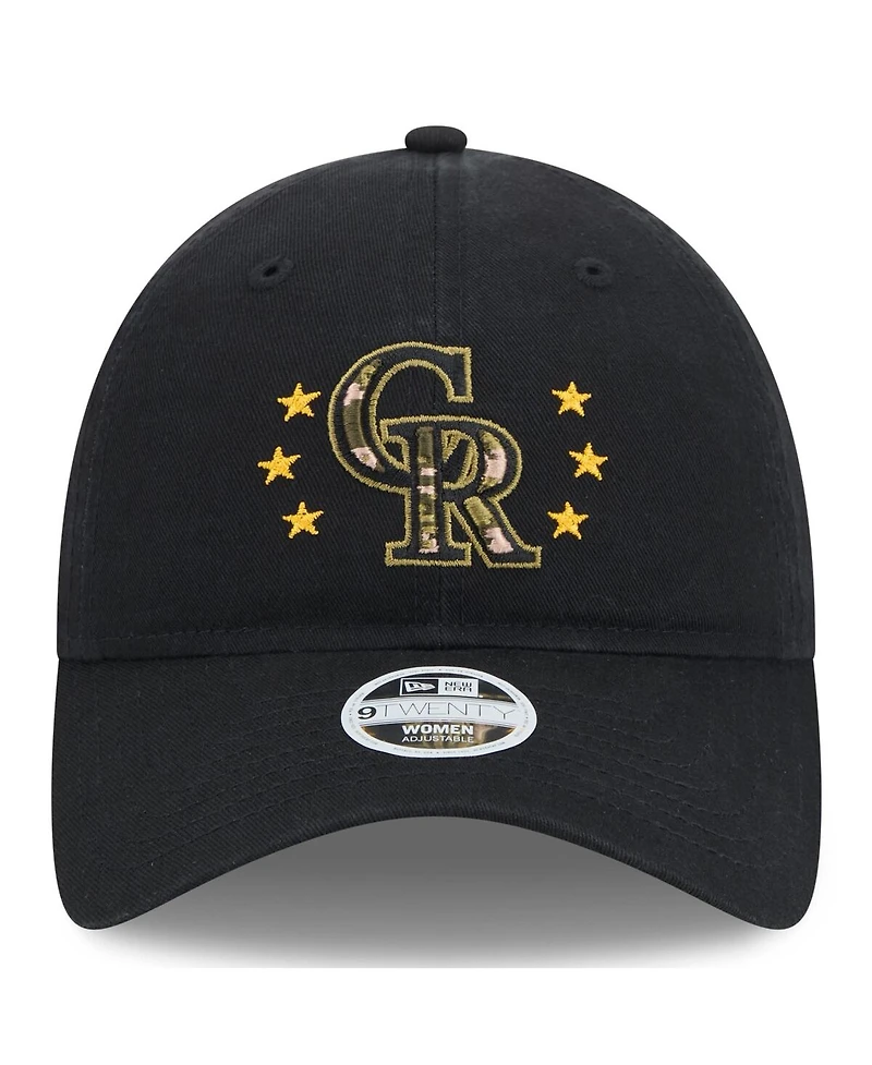 New Era Women's Black Colorado Rockies 2024 Armed Forces Day 9TWENTY Adjustable Hat