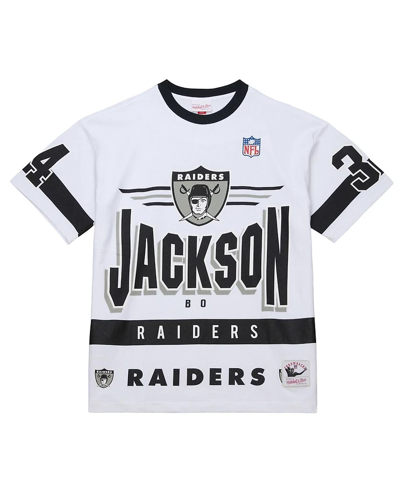 Mitchell & Ness Men's Bo Jackson White Las Vegas Raiders Name Number Team Origins Vintage Logo T-Shirt