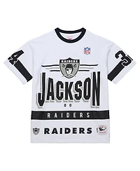 Mitchell & Ness Men's Bo Jackson White Las Vegas Raiders Name Number Team Origins Vintage Logo T-Shirt