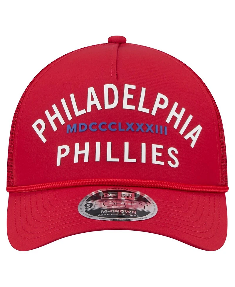 New Era Men's Red Philadelphia Phillies Minimalist 9FORTY A-Frame Adjustable Hat