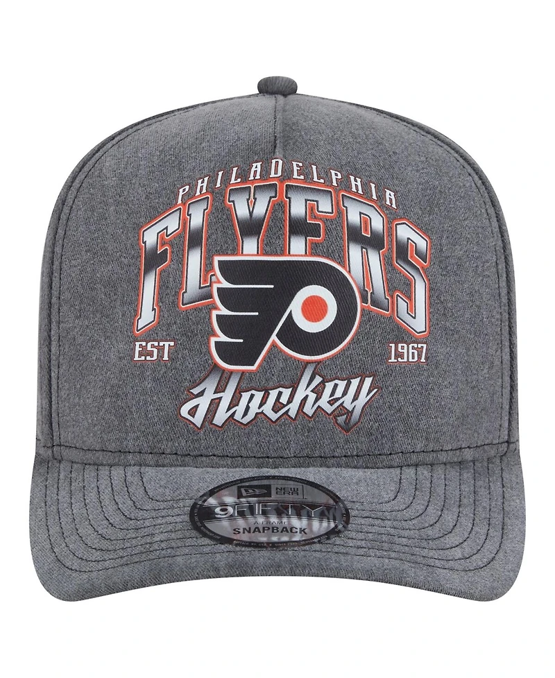 New Era Men's Charcoal Philadelphia Flyers Throwback Washed A-Frame Pre-Curved 9FIFTY Snapback Hat