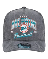 New Era Men's Black Miami Dolphins Throwback Washed A-Frame 9FIFTY Snapback Hat