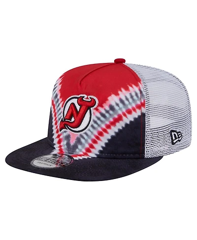 New Era Men's Black/Red New Jersey Devils Throwback V-Dye Adjustable Golfer Hat