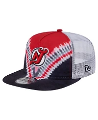 New Era Men's Black/Red New Jersey Devils Throwback V-Dye Adjustable Golfer Hat