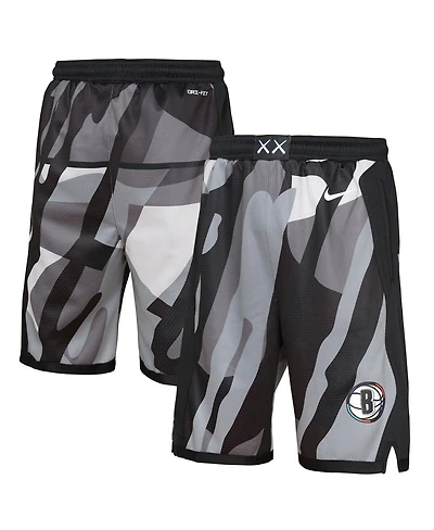 Nike Big Boys and Girls Black Brooklyn Nets 2024/25 City Edition Swingman Performance Shorts