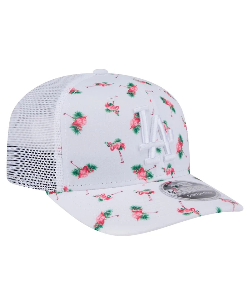 New Era Men's White Los Angeles Dodgers Flamingo Mesh Back 9SEVENTY Stretch-Snap Hat