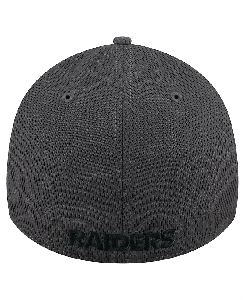 New Era Men's Graphite Las Vegas Raiders Main 39THIRTY Flex Hat