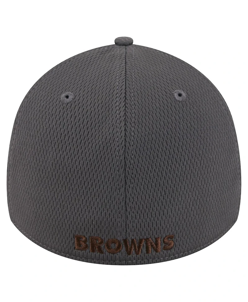 New Era Men's Graphite Cleveland Browns Throwback Logo Main 39THIRTY Flex Hat