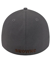 New Era Men's Graphite Cleveland Browns Throwback Logo Main 39THIRTY Flex Hat