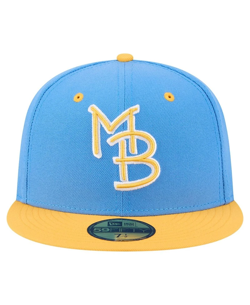 New Era Men's Blue/Yellow Myrtle Beach Pelicans Authentic Collection 59FIFTY Fitted Hat