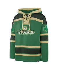 '47 Brand Men's Kelly Green Boston Celtics McLucky Superior Lace-Up Pullover Hoodie Sweatshirt