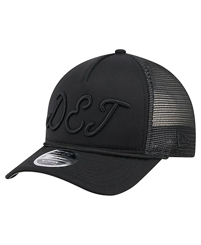 New Era Men's Black Detroit Tigers City Initial 9FORTY A-Frame M-Crown Adjustable Trucker Hat