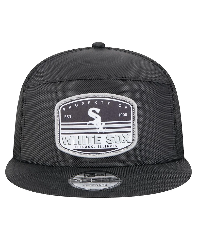 New Era Men's Black Chicago White Sox Split Panel 9FIFTY Trucker Snapback Hat