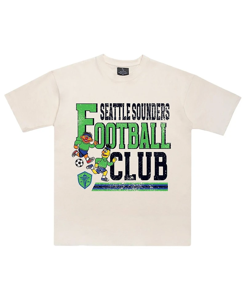 Peace Collective x Sesame Street Men's and Women's Cream Seattle Sounders Fc Heavyweight T-Shirt