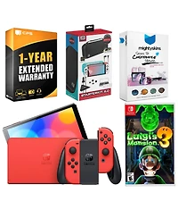 Nintendo Switch Oled Mario Red Edition with Luigi s Mansion 3, Surge Accessory Gaming Kit