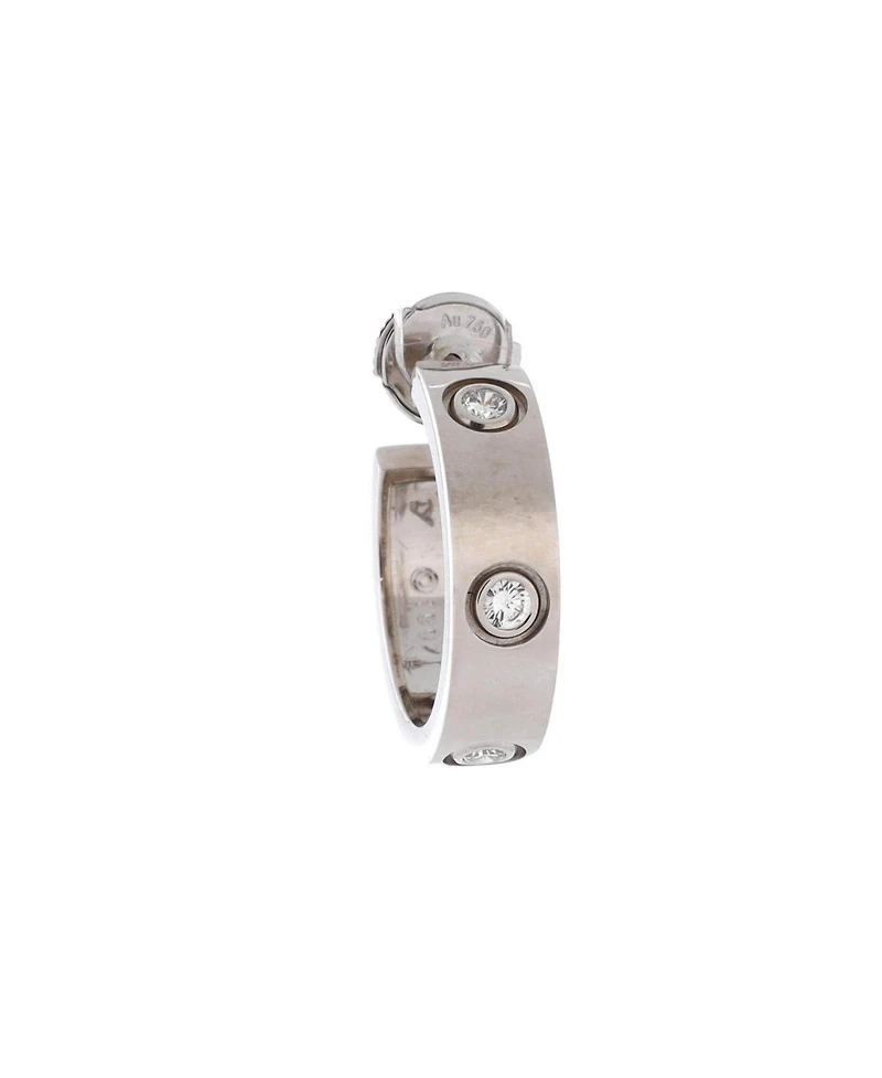 Pre-Owned Cartier 5.5mm Love 6 Diamonds Hoop Earrings 18K White Gold with Diamonds