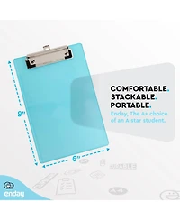 Plastic Clipboard Memo Size Yellow, Mini Translucent Low Profile Clip Board, Hangable Small Clipboard, 9” x 6”, Holds 100 Sheets, 1 Pc-